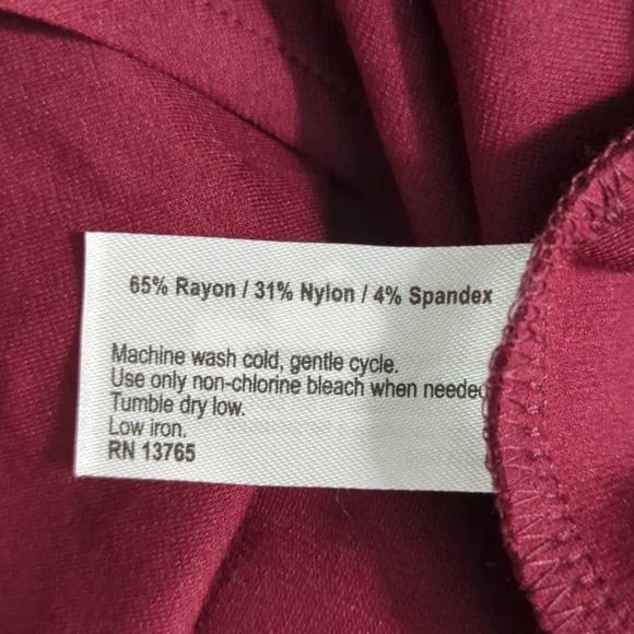 Seek No Further Womens Wrap Dress Ponte 3/4 Sleeve V-Neck Maroon Plus Size 3X - Picture 8 of 11